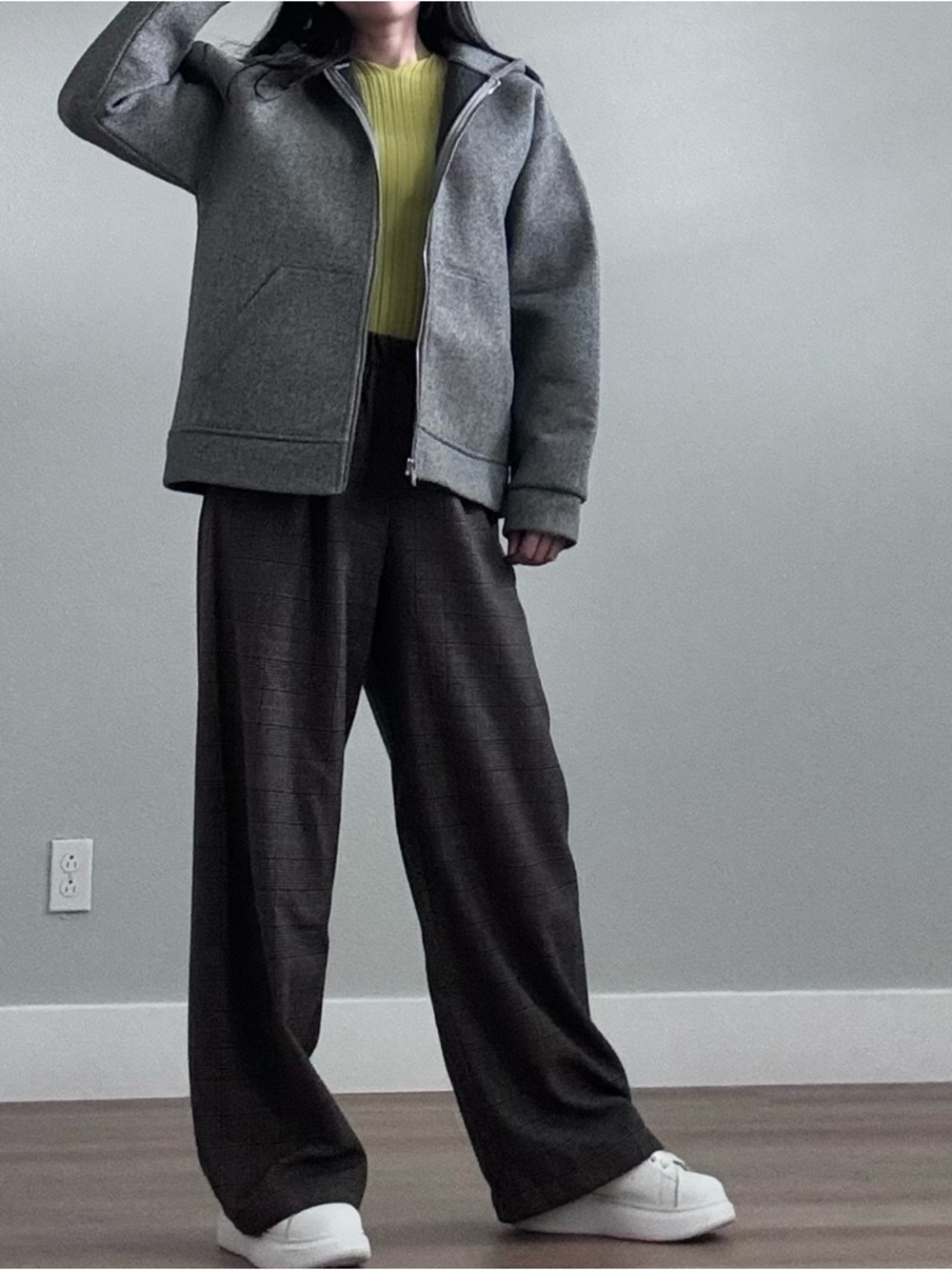 ZARA Grey Soft-Touch Oversized Zip-Up Hoodie